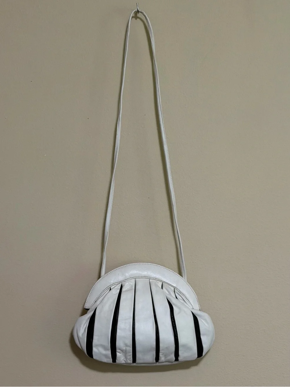 Vintage 1980’s Brio Leather Black and White Balloon Bag